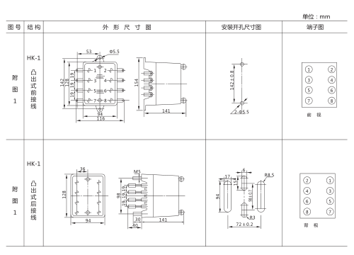 JT-3靜態同步檢查繼電器外形及開孔尺寸圖2