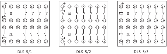 DLS-5/2雙位置繼電器內部接線圖 DLS-5/2雙位置繼電器內部接線圖