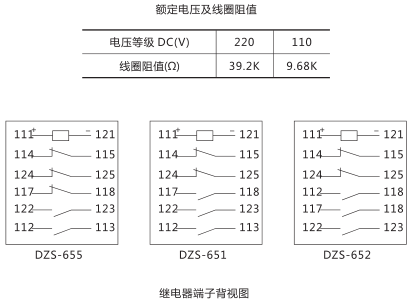 DZS-652中間繼電器內(nèi)部接線及外引接線圖 DZS-652中間繼電器內(nèi)部接線及外引接線圖