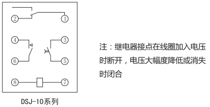 DSJ-11斷電延時(shí)時(shí)間繼電器內(nèi)部接線及外引接線圖(背視圖)圖片 DSJ-11斷電延時(shí)時(shí)間繼電器內(nèi)部接線及外引接線圖(背視圖)圖片