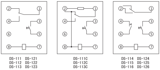 DS-111C時間繼電器內部接線及外引接線圖(背視圖)圖片