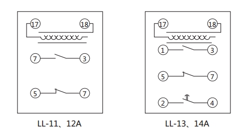 LL-14A/10繼電器內部接線 LL-14A/10繼電器內部接線
