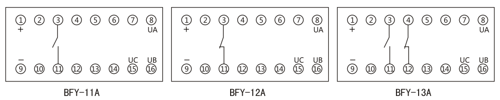 BFY-12A負序電壓繼電器內部接線及外引接線圖 BFY-12A負序電壓繼電器內部接線及外引接線圖