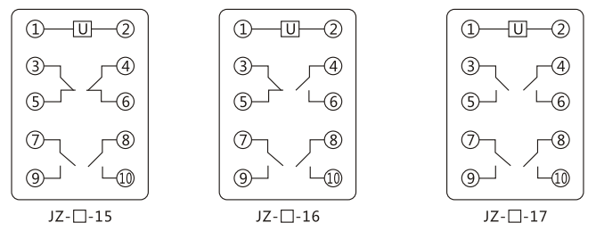 JZY(J)-404靜態(tài)中間繼電器內(nèi)部接線圖及外引接線圖 JZY(J)-404靜態(tài)中間繼電器內(nèi)部接線圖及外引接線圖