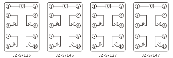 JZ-S/145靜態(tài)可調(diào)延時(shí)中間繼電器內(nèi)部接線圖及外引接線圖 JZ-S/145靜態(tài)可調(diào)延時(shí)中間繼電器內(nèi)部接線圖及外引接線圖
